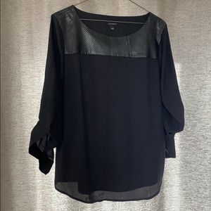 Black faux leather blouse